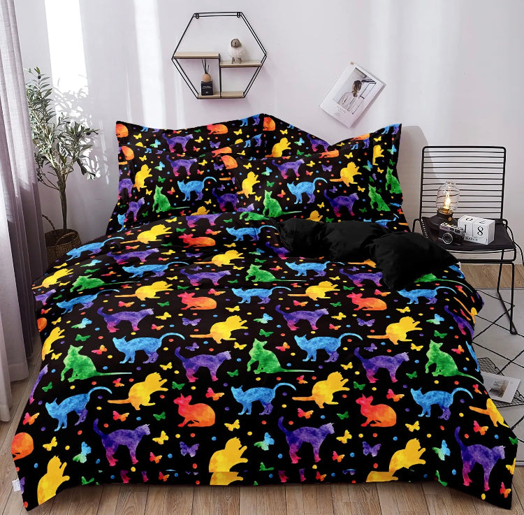 NEW COLOURFUL CATS Doona Quilt Cover Cotton Polyester Ultra Soft Comfort DOUBLE free post