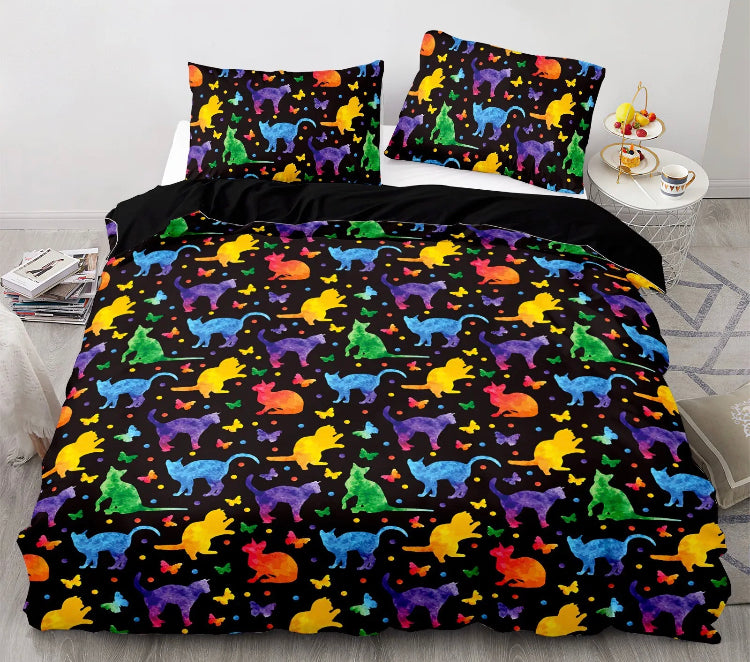 NEW COLOURFUL CATS Doona Quilt Cover Cotton Polyester Ultra Soft Comfort DOUBLE free post