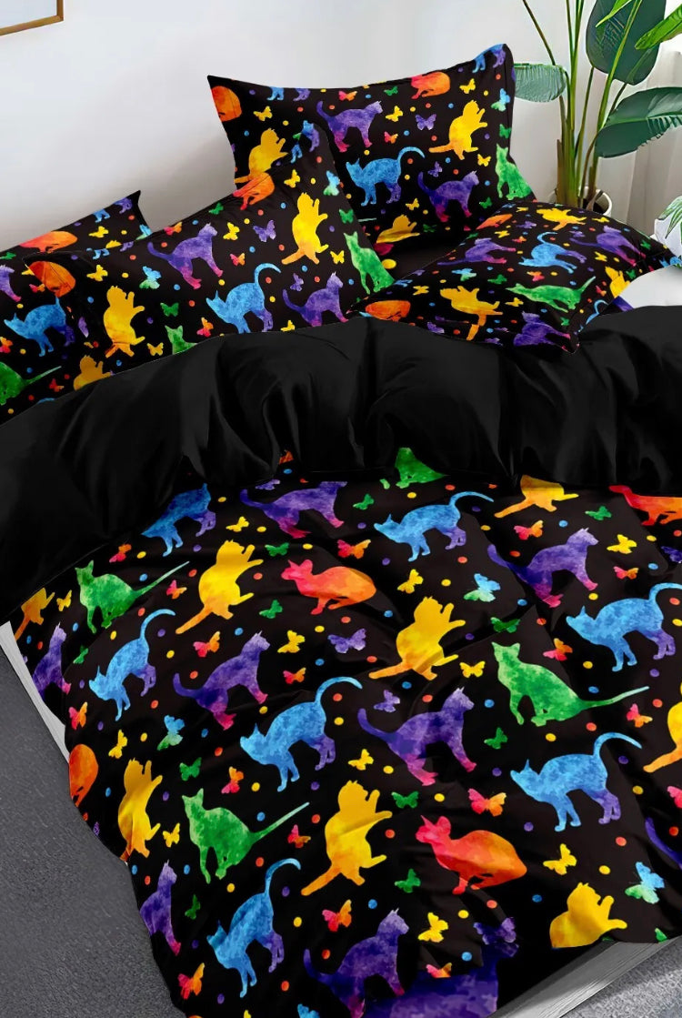 NEW COLOURFUL CATS Doona Quilt Cover Cotton Polyester Ultra Soft Comfort DOUBLE free post