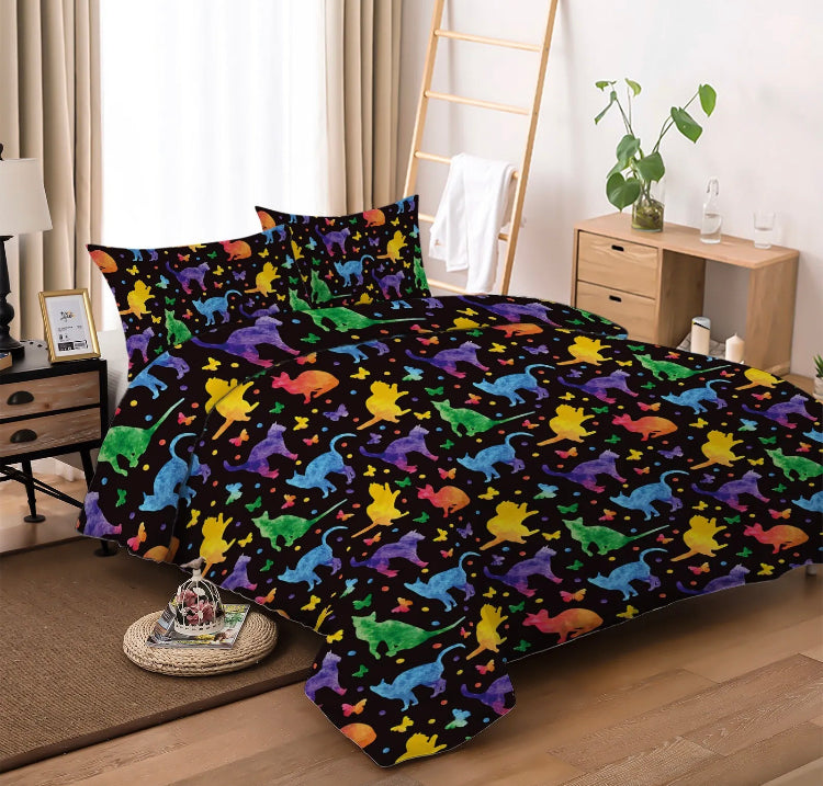 NEW COLOURFUL CATS Doona Quilt Cover Cotton Polyester Ultra Soft Comfort DOUBLE free post