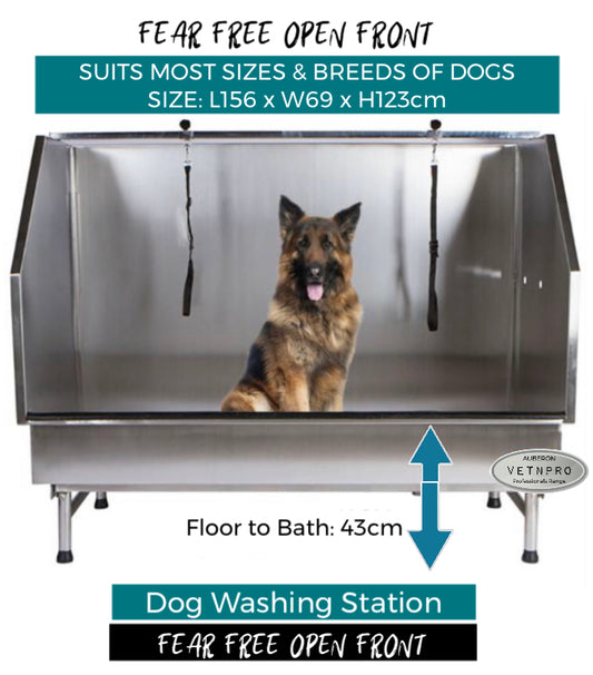 Dog Washing Station Extra Large 156cm SS 304 Open Front