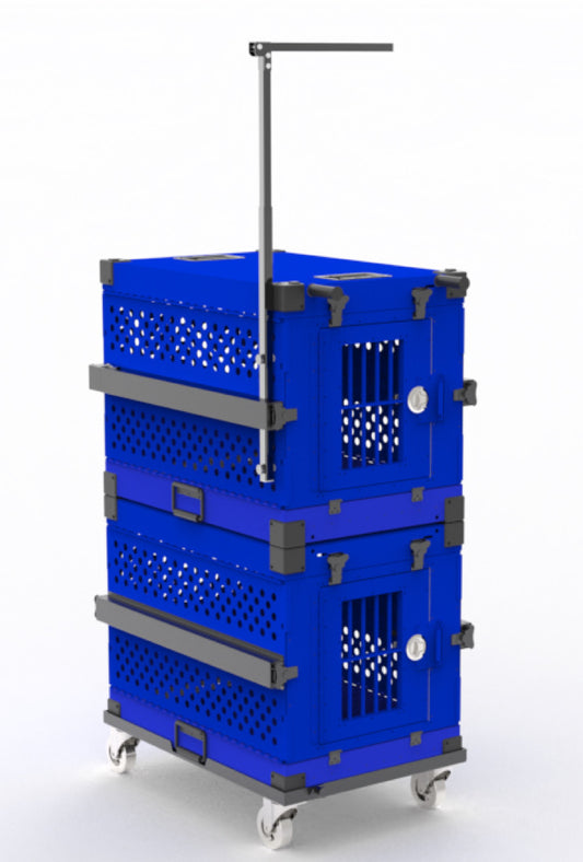 Avail Now for immediate dispatch: Aluminium ‘Show & Groom’ DOUBLE Crate + FREE Trolley + Grooming Set Dark Blue Double Set $1575 delivered