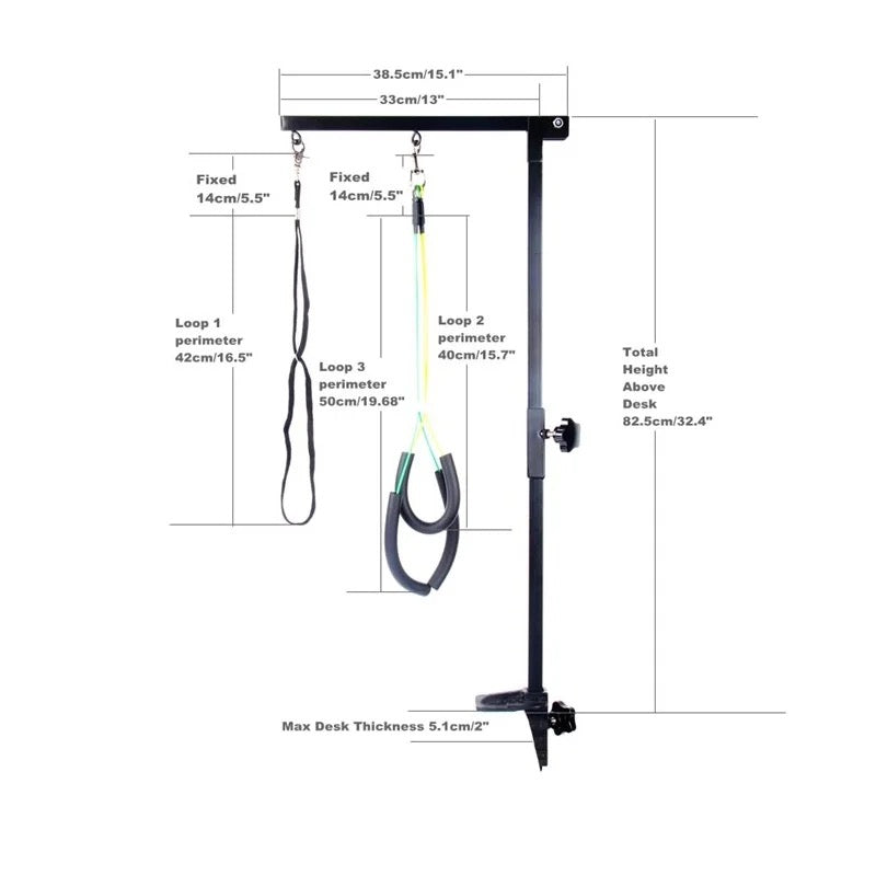 Grooming Arm SS Black with Clamp + Harness + Loop