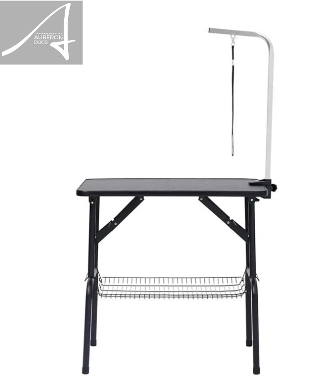 Folding Portable Dog Grooming Table with Basket 2 Sizes Steel lightweight Black