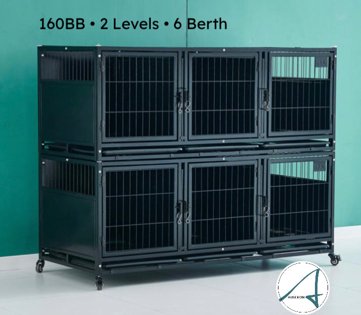 Breeders Deluxe 160cm + 108cm Width Double Level Multi Level Cages 2 Levels High Black or White