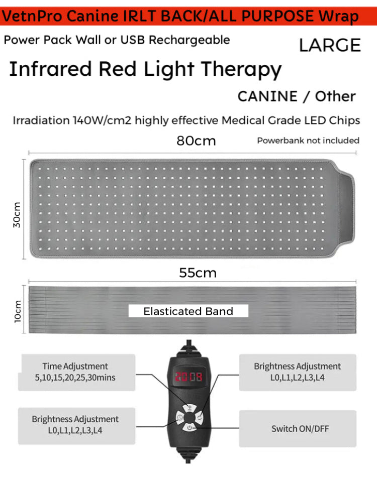 Canine / other Infrared Red Light Therapy Back Vital Organs Musculoskeletal Multipurpose Wrap