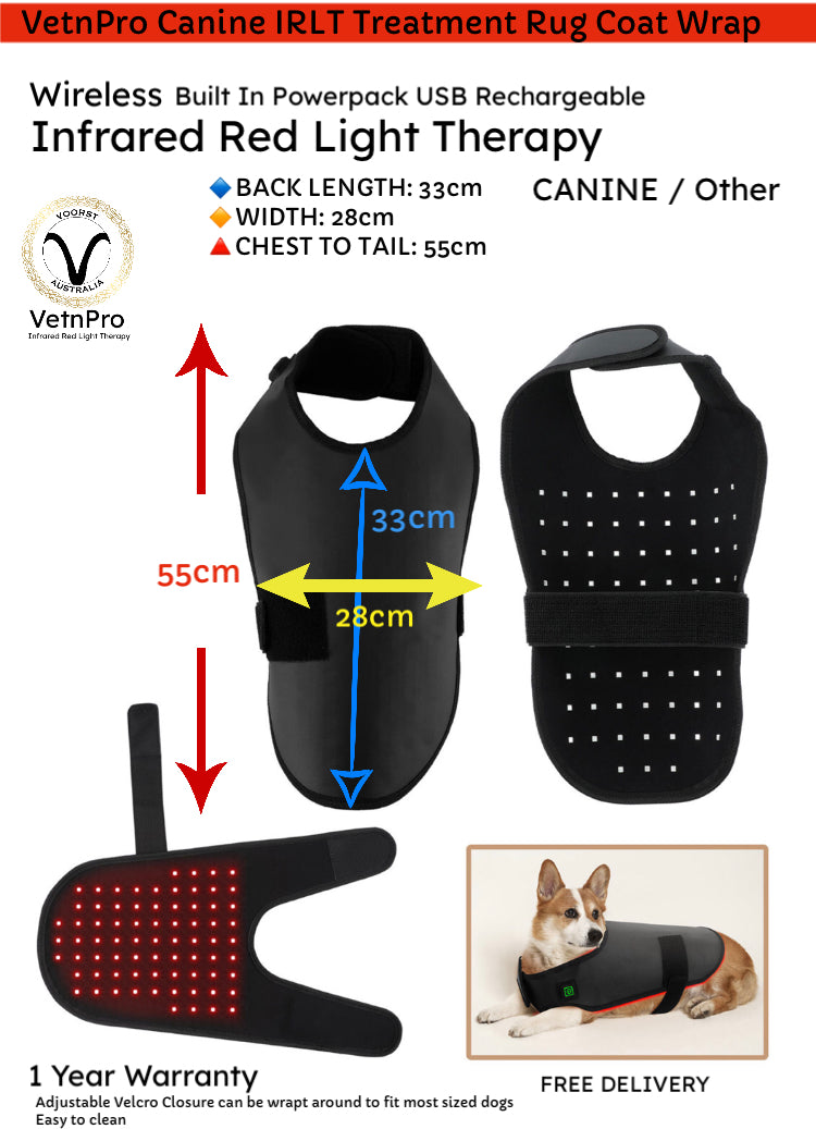 Dog Pet WIRELESS Infrared Light Therapy Pain Relief Healing LED Coat Rug Now in 2 SIZES