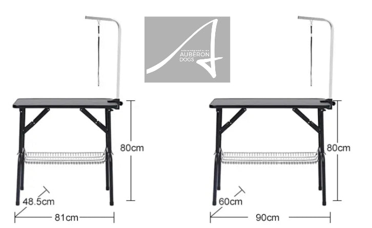 Folding Portable Dog Grooming Table with Basket 2 Sizes Steel lightweight Black