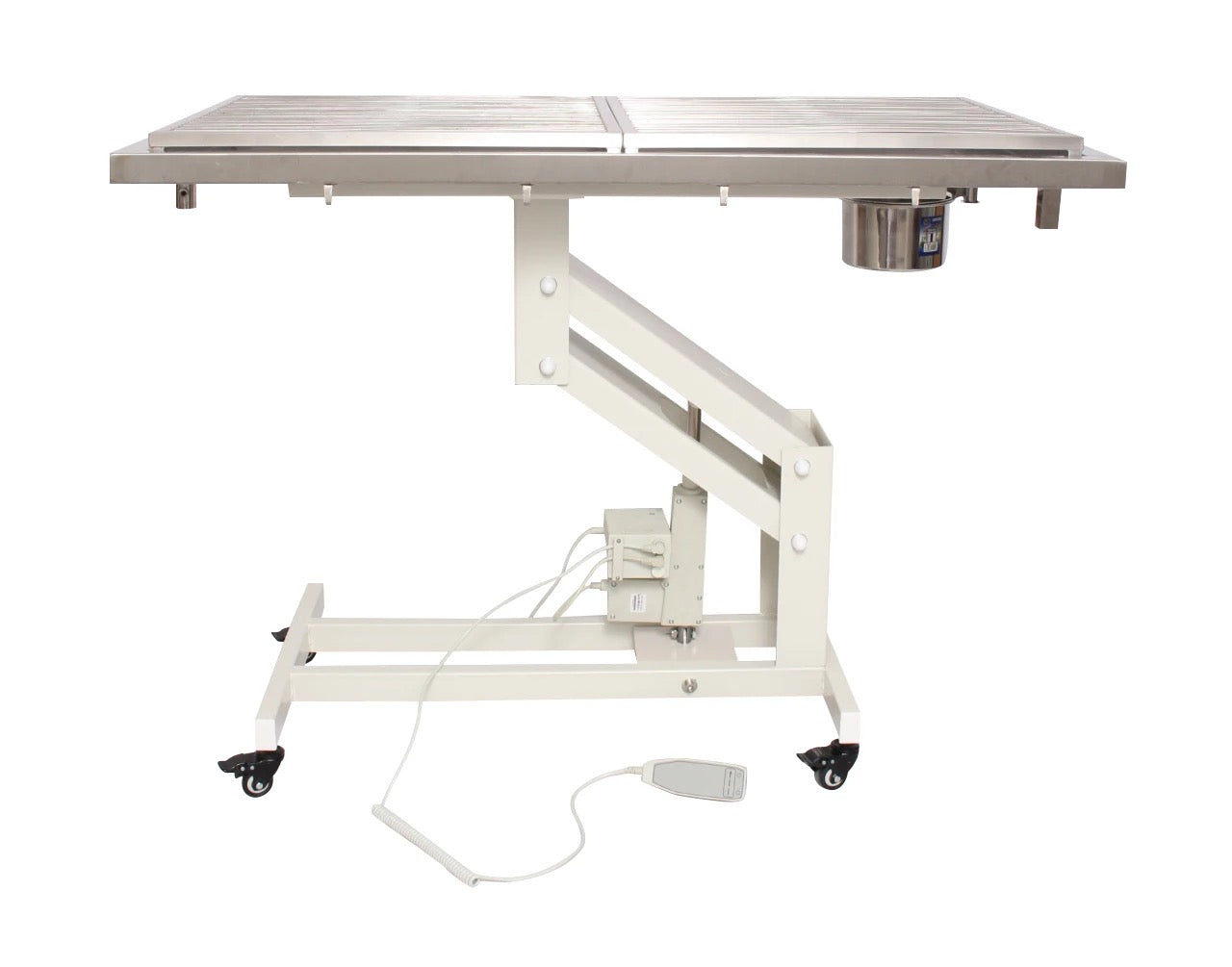 Veterinary Portable SS Electric Lift Examination Procedure Table Mesh Grid Top on Wheels