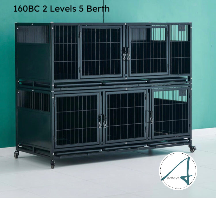 Breeders Deluxe 160cm + 108cm Width Double Level Multi Level Cages 2 Levels High Black or White