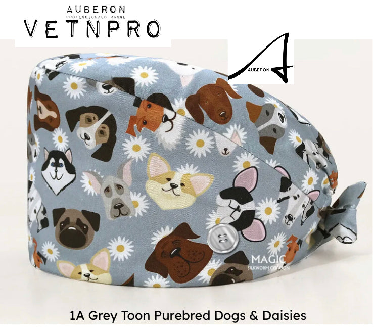 Dog Themed Hats Uniform Groomers Vet Assistants Shop Salon Headwear Scrubs Caps many gorgeous designs Cats Animals Floral Toons Breed Specific Quality Cotton