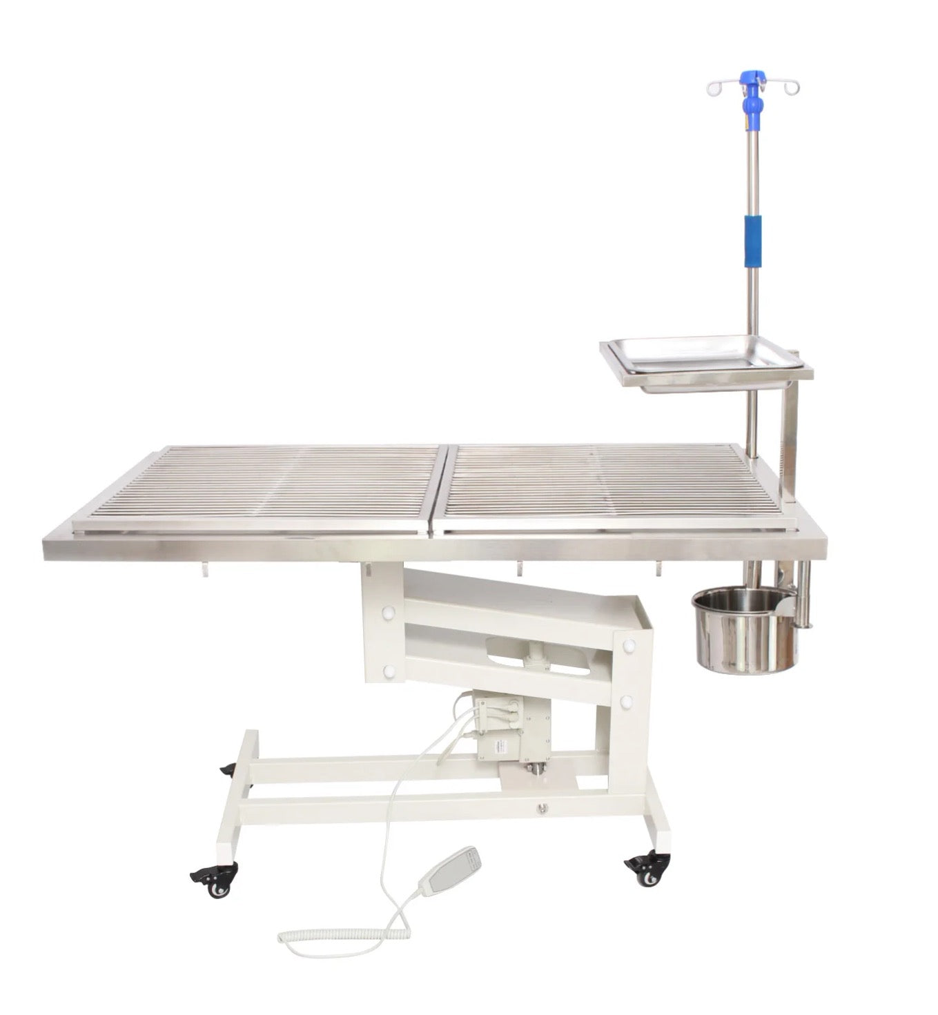 Veterinary Portable SS Electric Lift Examination Procedure Table Mesh Grid Top on Wheels