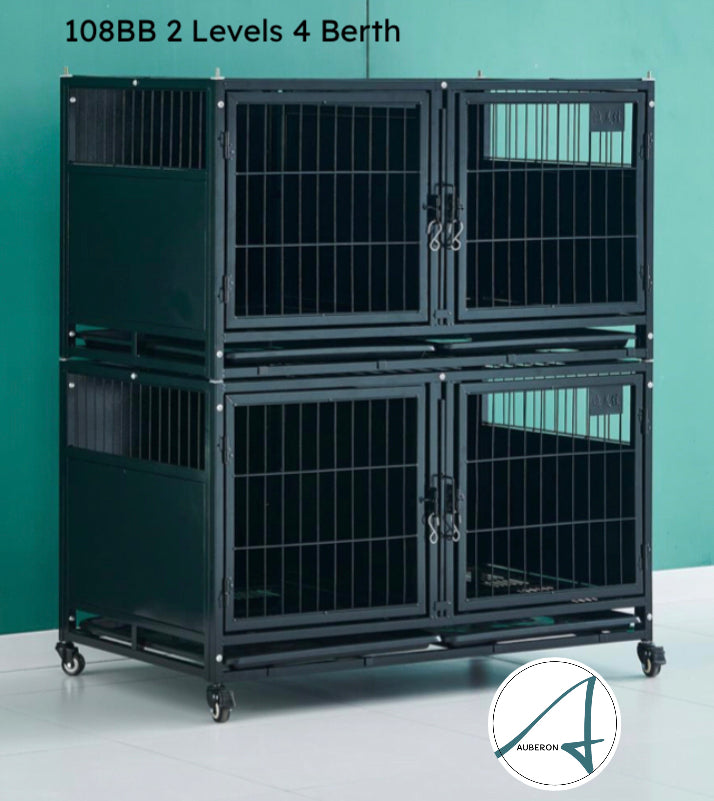 Breeders Deluxe 160cm + 108cm Width Double Level Multi Level Cages 2 Levels High Black or White