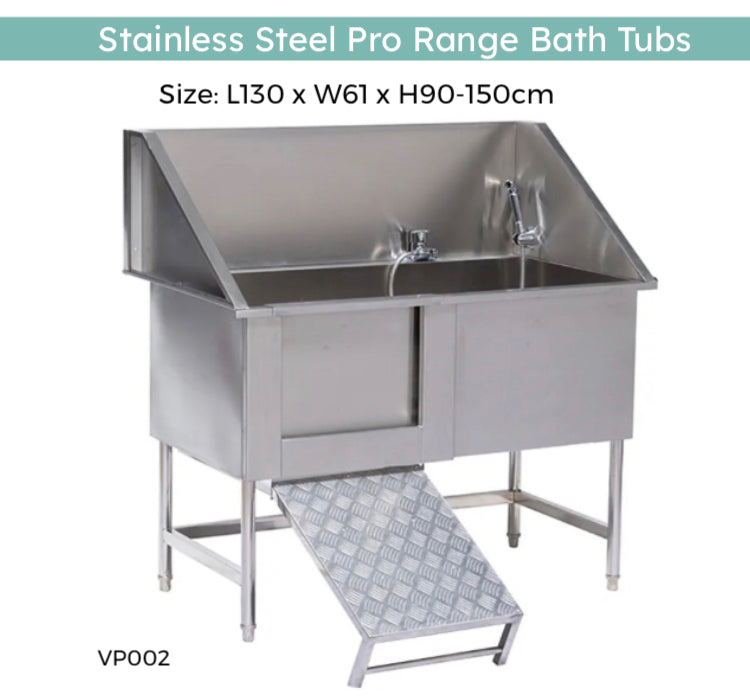 Dog pet grooming stainless steel pro range Bath Tub 130x61x90-150cm