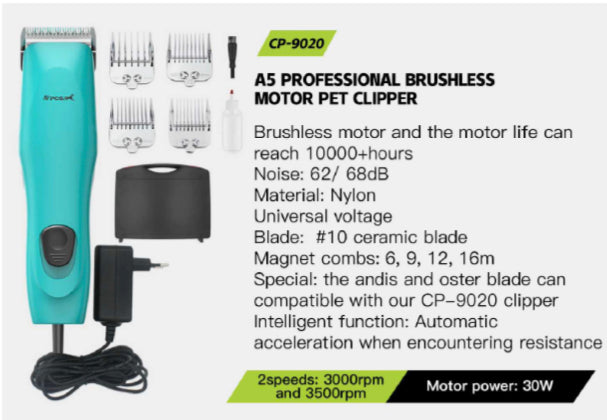 Clipper Set Professional Wahl Andis & Oster Compatible 2sp Range Brushless Motor 10000+hrs low-noise