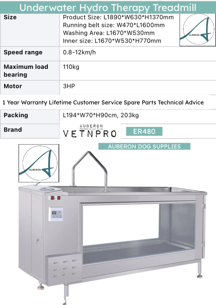 Underwater Hydrotherapy Treadmill 3HP VPER480H12 w/ Entry Ramp + interactive HANDLER Assist Pro Clinic Commercial earning potential