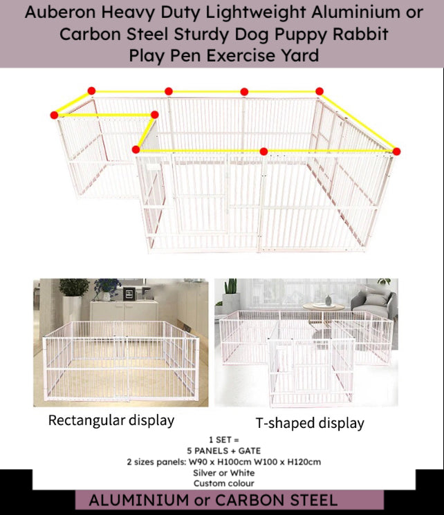 Aluminium or Carbon Steel Dog Puppy Rabbit Play Pen Exercise Yard Strong & Sturdy