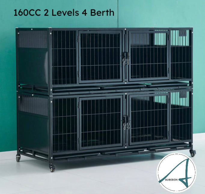 Breeders Deluxe 160cm + 108cm Width Double Level Multi Level Cages 2 Levels High Black or White